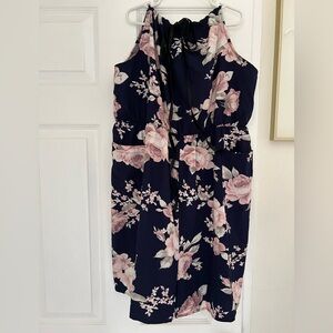 Navy and pink floral adjustable necktie short jumper